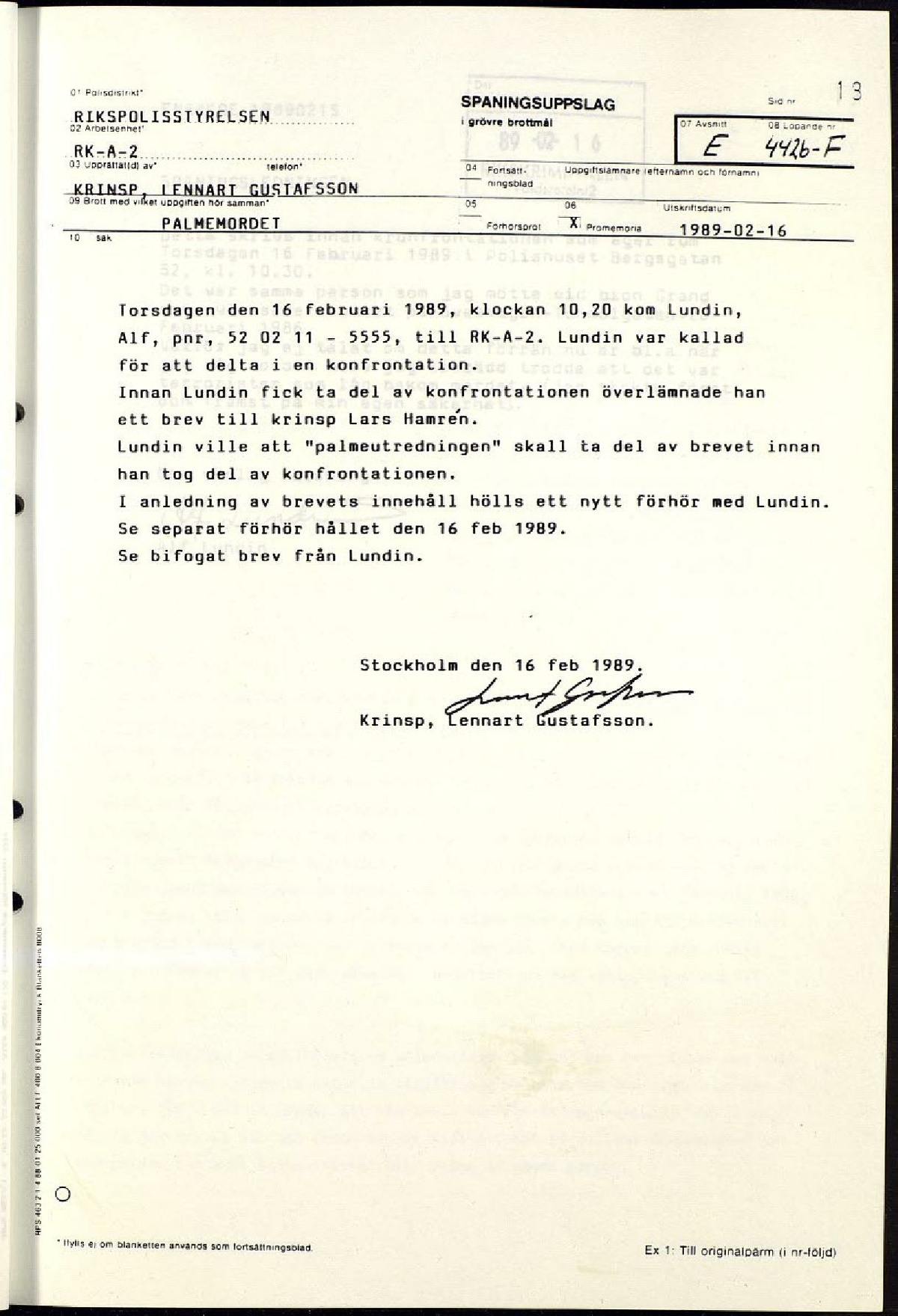 Pol-1989-02-16 E4426-00-F PM om brev av Alf Lundin om gärningsmannen som mördade Olof Palme.pdf