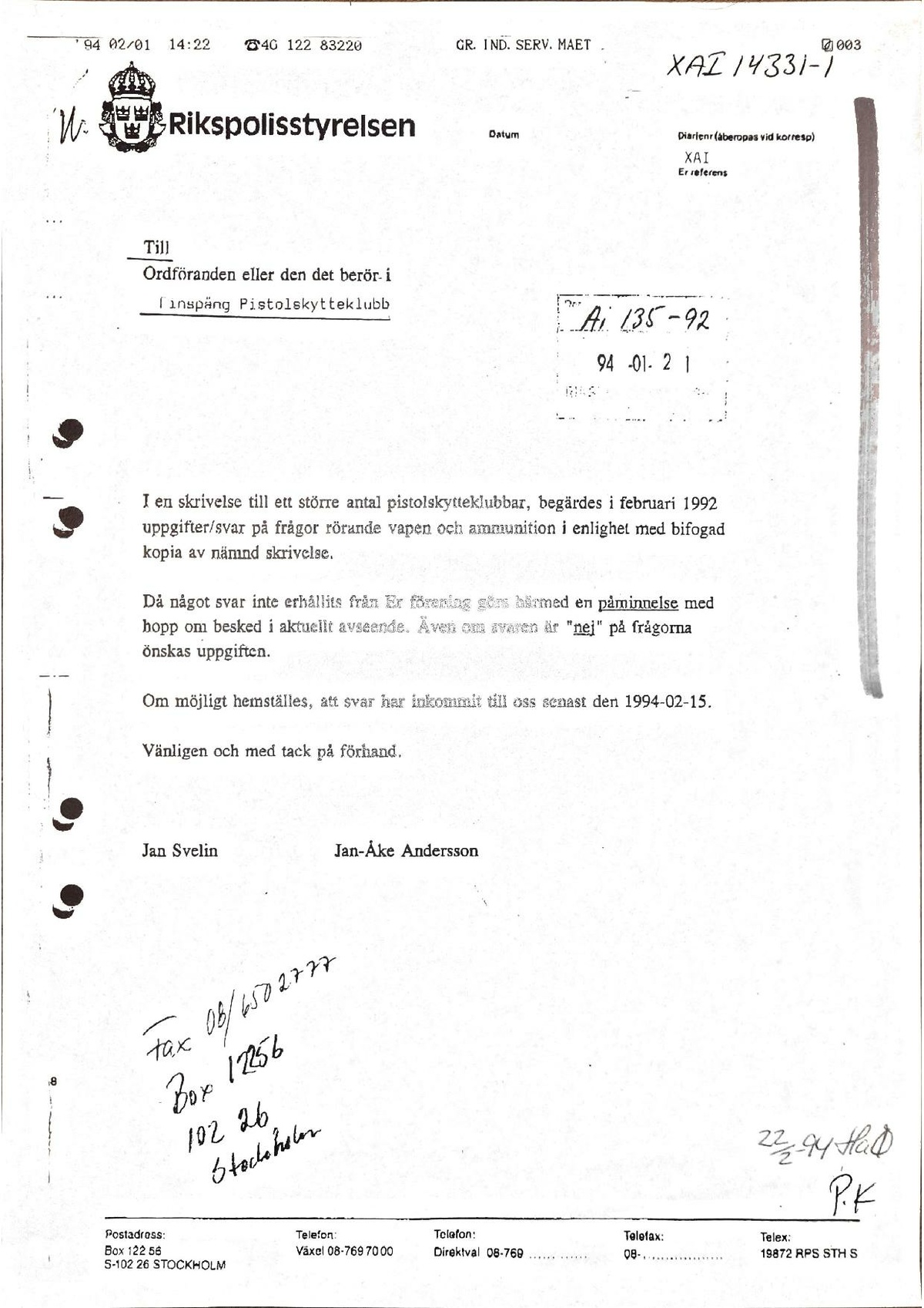 Pol-1994-01-21 XAI14331-01 Påminnelse om ammo till Finspångs Pistolskytteklubb.pdf