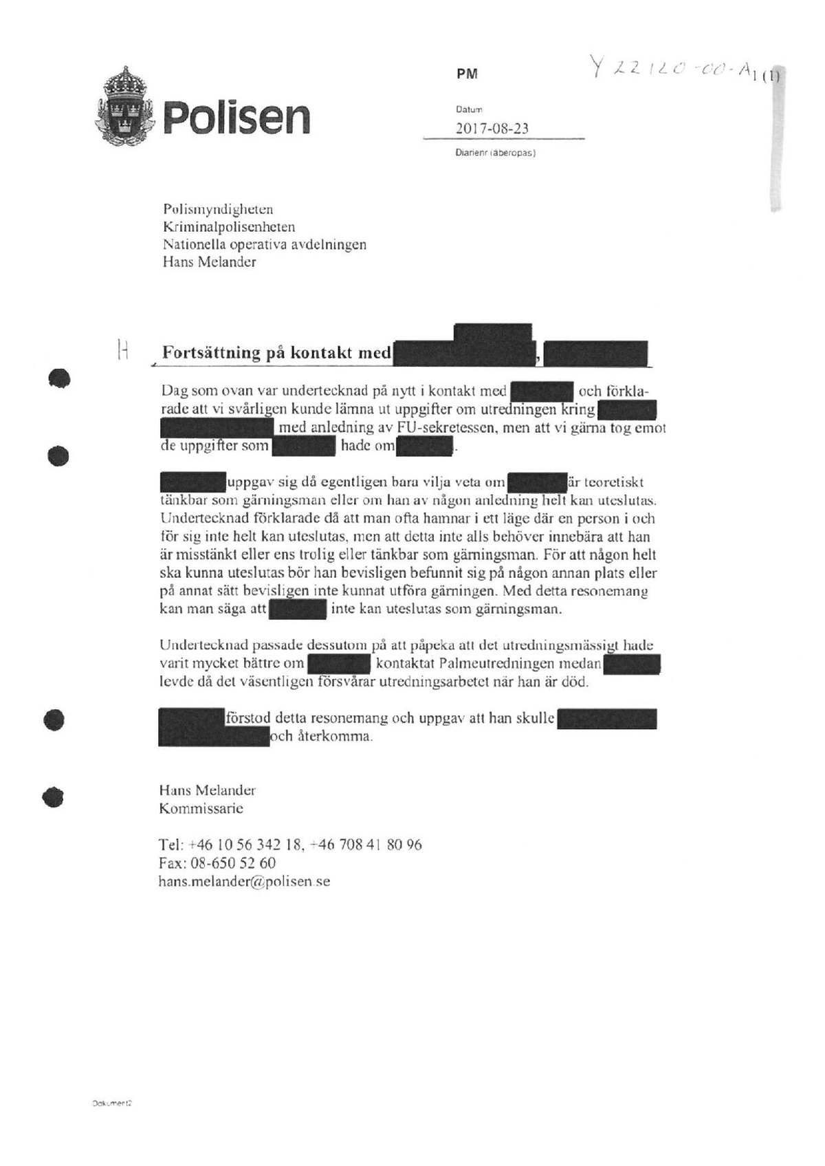 Pol-2017-08-23 Y22120-00 Kontakt med Journalist på Sydsvenskan om att PKKare (i.e. Erdogan Sarikaya) erkänt delaktighet i Palmemordet innan sin död sida 2.pdf